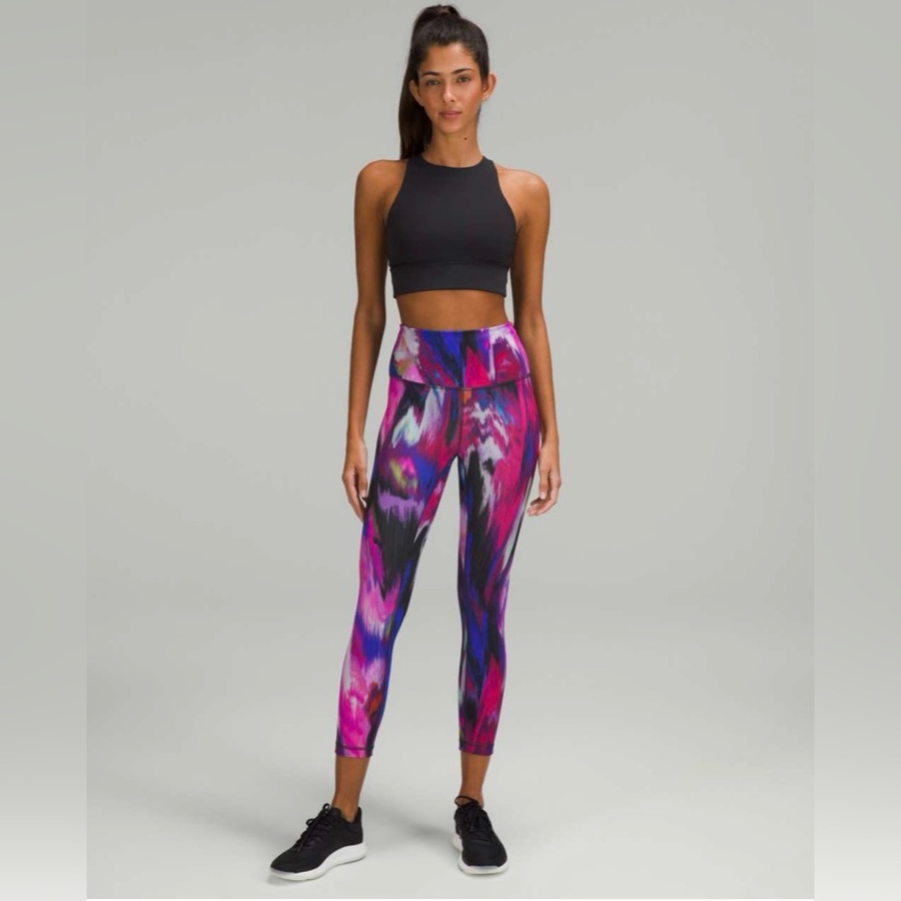 New! Lululemon Wunder Train High-Rise Crop 28” Digital Current Pink Multi - Picture 2 of 6